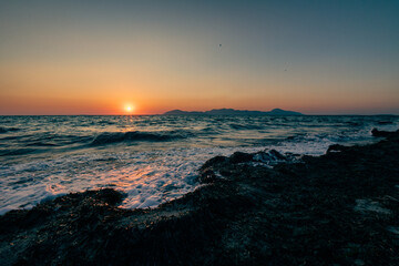 sunset at the beach in kos