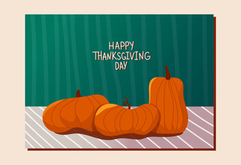 Vector postcard with lettering happy thanksgiv day