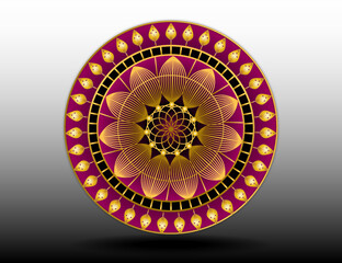 golden geometric wire frame flower design vector