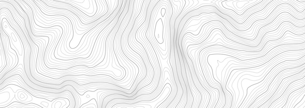black and white abstract topographic line contour map background, geographic grid map - cartographic graphic concept.