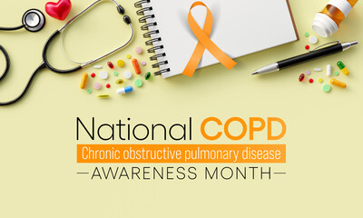 COPD Awareness month is observed every year in November, is the name for a group of lung conditions that cause breathing difficulties. 3D Rendering