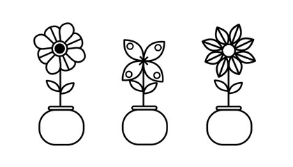 flower in pot icon illustration graphic design