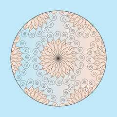 graphic floral round poster ivory sky blue