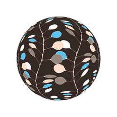 sphere with foliage pattern in brown blue shades