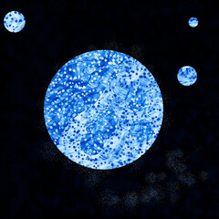 blue planets floating in space illustration