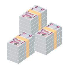 Fototapeta premium UAE Dirham Vector Illustration. United Arab Emirates money set bundle banknotes. Paper money 100 AED. Flat style. Isolated on white background. Simple minimal design.