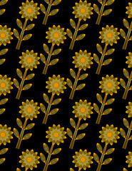 Obraz premium golden wire frame sunflower pattern