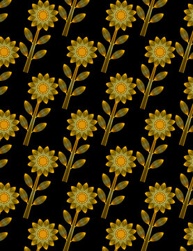 golden wire frame sunflower pattern © Spring of Sheba
