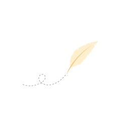 quill pen, retro stationery, retro feather ink pen, writing. vector illustration