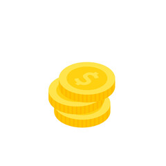 Vector dollar bank note and coin, icon illustrations and vector