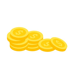 Vector dollar bank note and coin, icon illustrations and vector