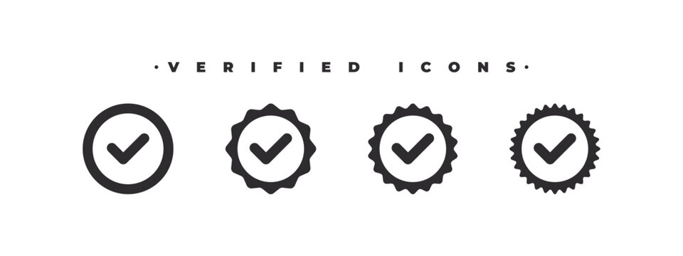 Verified signs. Check marks. Verified badges concept. Icons for social media. Vector illustration