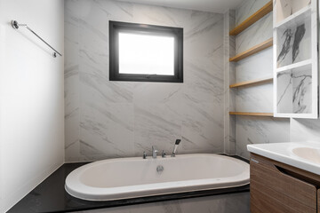 Fototapeta na wymiar white clean bathroom in modern house