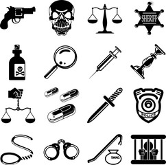 Fototapeta premium law, order, police and crime icons