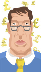 Fototapeta premium man with sterling money signs in background