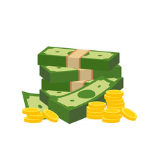 Vector dollar bank note and coin, icon illustrations and vector