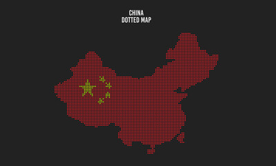 Dotted china map vector illustration isolated on dark background