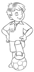 Football player. Element for coloring page. Cartoon style.