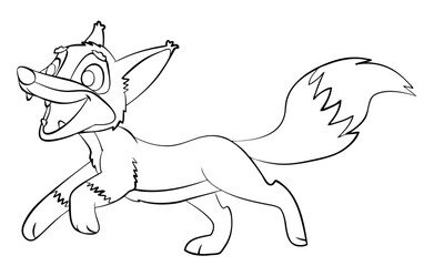 Fox. Element for coloring page. Cartoon style.