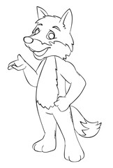 Fox. Element for coloring page. Cartoon style.