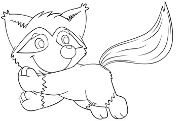 Fox. Element for coloring page. Cartoon style.