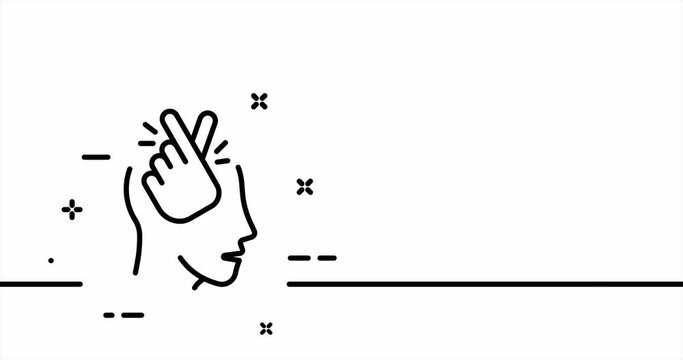 Inspiration. Cloud, idea, art, brush, drawing, love, Korean heart in head, muse, affection, sympathy. Kheart concept. One line drawing animation. Motion design. Animated technology logo. Video 4K