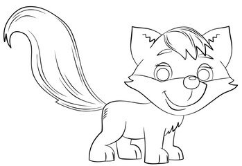 Fox. Element for coloring page. Cartoon style.
