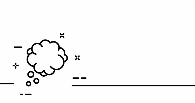 Cloudlet. Sleep, thought, idea, speech bubble, commentary, fantasy, sleep, night, weather. Hud frame concept. One line drawing animation. Motion design. Animated technology logo. Video 4K