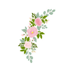 pink rose yellow green leaves wedding invitation card and flower poster