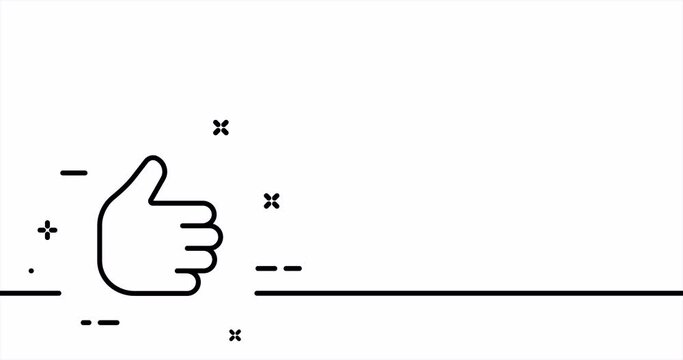 Thumb up. Index finger, fist, cool, nice, direction, excellent, thumb up, waving. Gestures for the deaf concept. One line drawing animation. Motion design. Animated technology logo. Video 4K