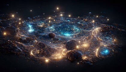 Obraz premium Abstract space background. Constellations and nebulae, horoscope and predictions. Universe. 3D illustration.