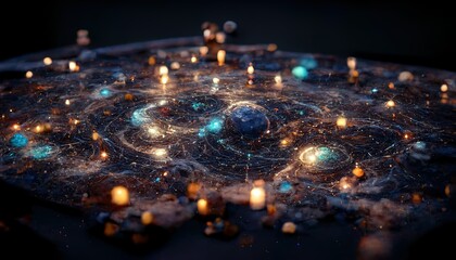 Abstract space background. Constellations and nebulae, horoscope and predictions. Universe. 3D illustration.