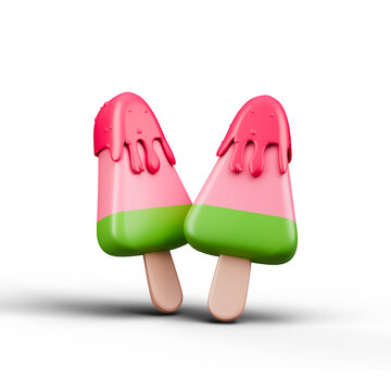Colorful popsicle icon Isolated 3d Render Illustration