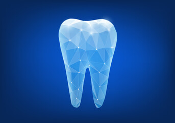 Polygonal tooth in futuristic style. Vector low poly