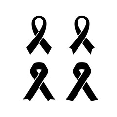 Black ribbon. Icons Vector illustration