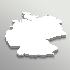 Illustration of 3d isometric white Germany map in white isolated background.