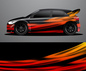 Fototapeta premium Rally car decal graphic wrap vector, abstract background