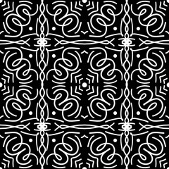Hand drawn abstract organic shapes pattern. Scribbles lines ornament in black and white. Modern seamless pattern