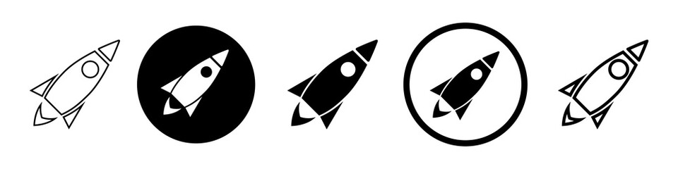 Rocket line art illustration. Spaceship launch vector icon. Isolated vector symbol.