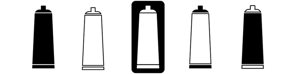Tooth paste vector icon. Toothpaste tube illustration. Isolated icons of container set.