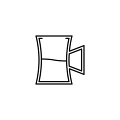 beer stein glass icon with half filled with water on white background. simple, line, silhouette and clean style. black and white. suitable for symbol, sign, icon or logo