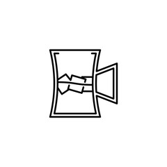beer stein glass icon with ice cube on white background. simple, line, silhouette and clean style. black and white. suitable for symbol, sign, icon or logo