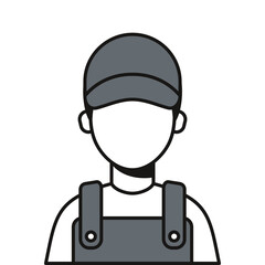 Fototapeta premium Repair service man icon. Avatar of mechanic worker in a grey uniform and cap.