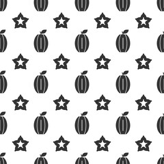 Black star fruit seamless pattern background.