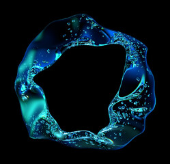 circle made with water on a black background