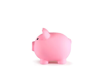 Savings concept. Piggy bank on a white background.
