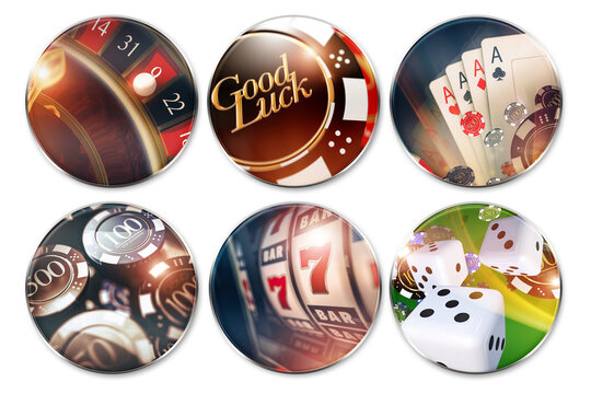 asino Gambling Glassy Batches. Six Different Las Vegas Casino Games Concept