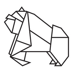 gorilla origami illustration design. line art geometric for icon, logo, design element, etc