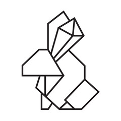 Fototapeta na wymiar rabbit origami illustration design. line art geometric for icon, logo, design element, etc