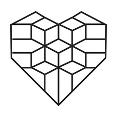 heart origami illustration design. line art geometric for icon, logo, design element, etc